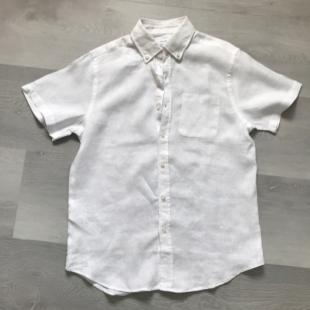 PORTER & ASH MENS CAMP SHIRT CRISP WHITE 100% SHORT SLEEVES SMALL